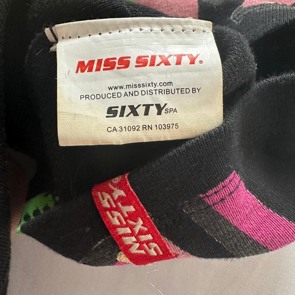 Vintage Miss Sixty Artsy Top Woman XL Bold Print Italian Designer Baddie Retro - Picture 9 of 12